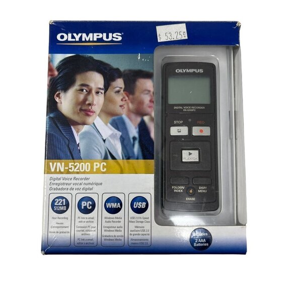 Olympus‎ VN-5200PC Digital Voice Recorder Handheld Portable Player 512 MB Tested - Picture 1 of 10
